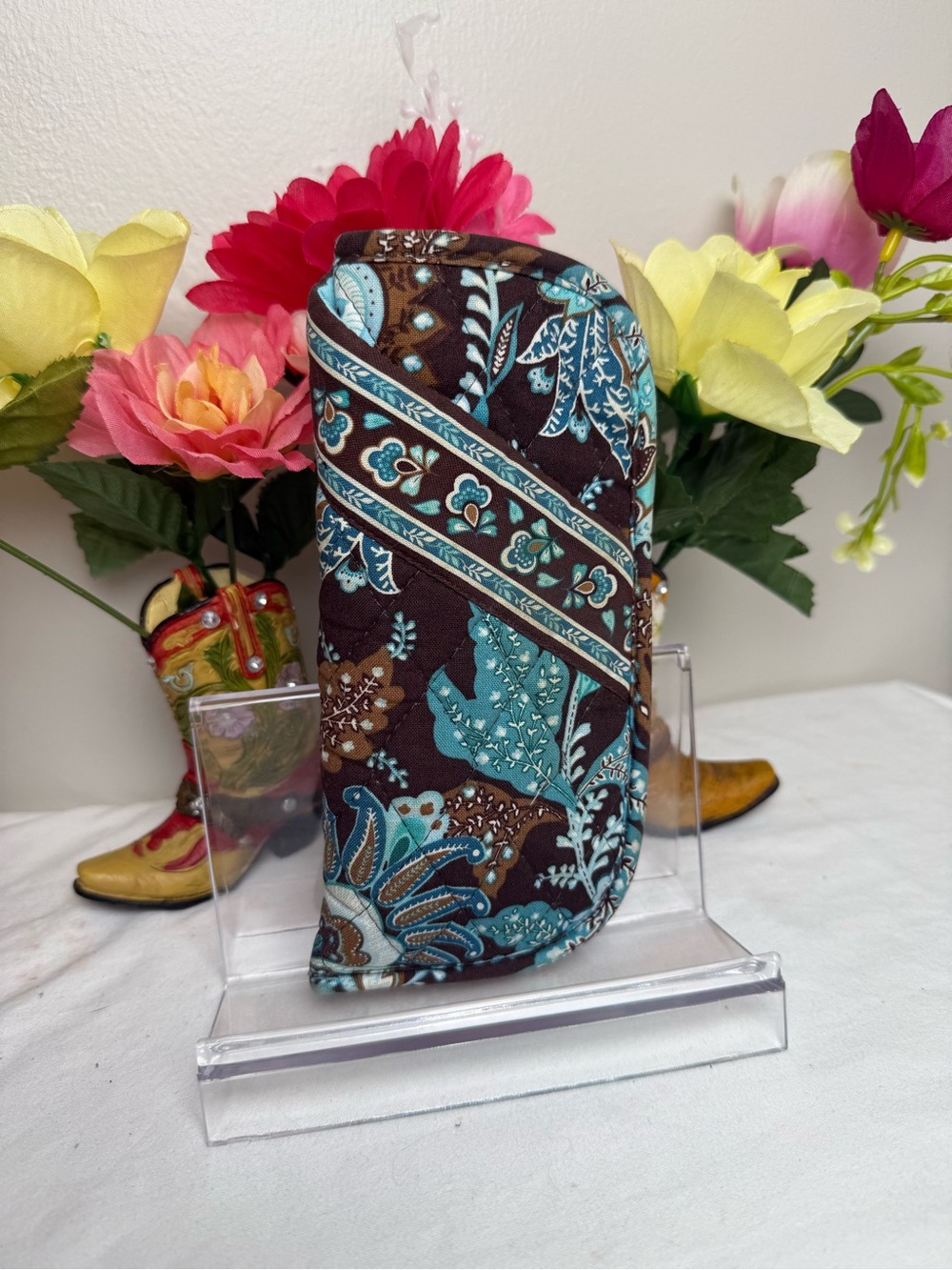 Vera Bradley Java Blue Double Eyeglass Case Retired Pattern USED